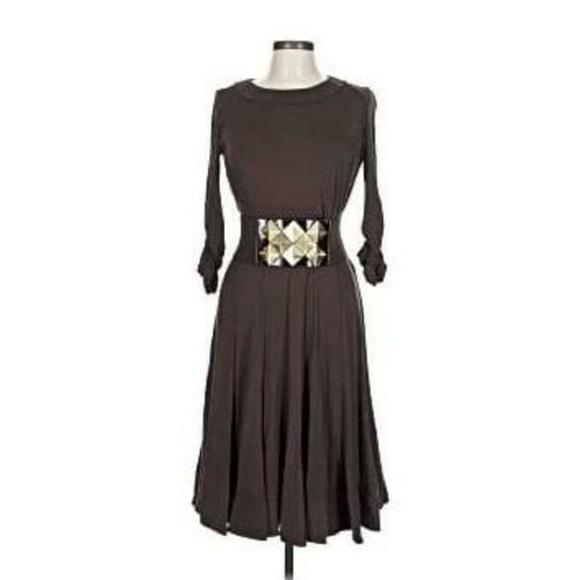 Nue by Shani Dresses Brown Midi Long Sleeve Women's Dress 14 Retail: $290.00